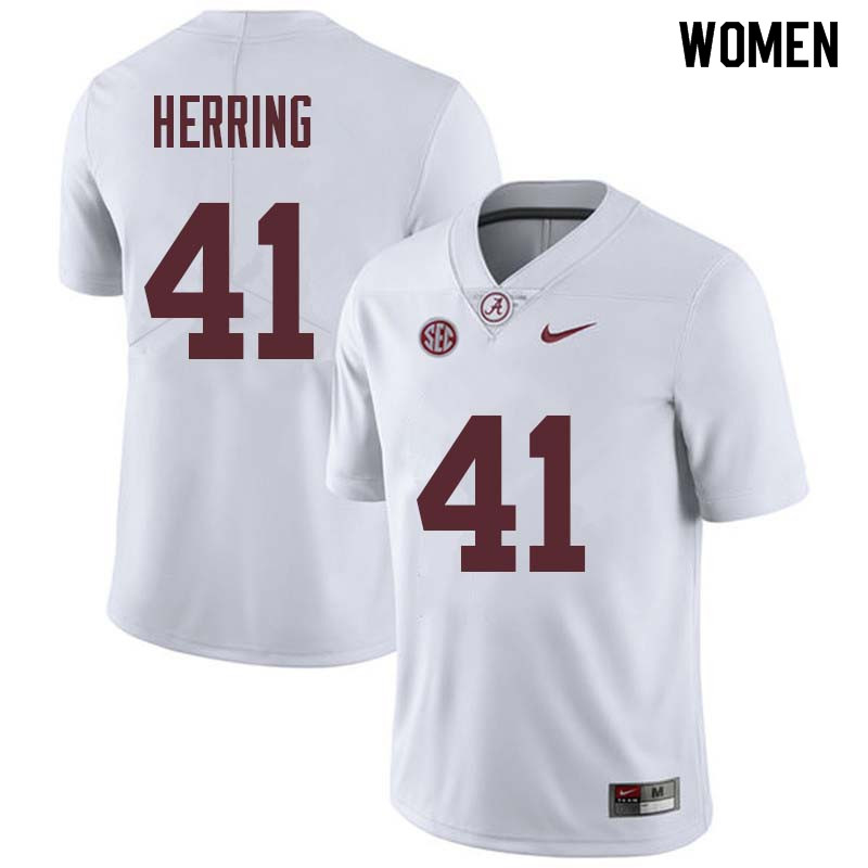Women #41 Chris Herring Alabama Crimson Tide College Football Jerseys Sale-White